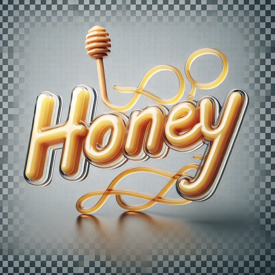 Name Honey written on the transparent background3d render text effect image