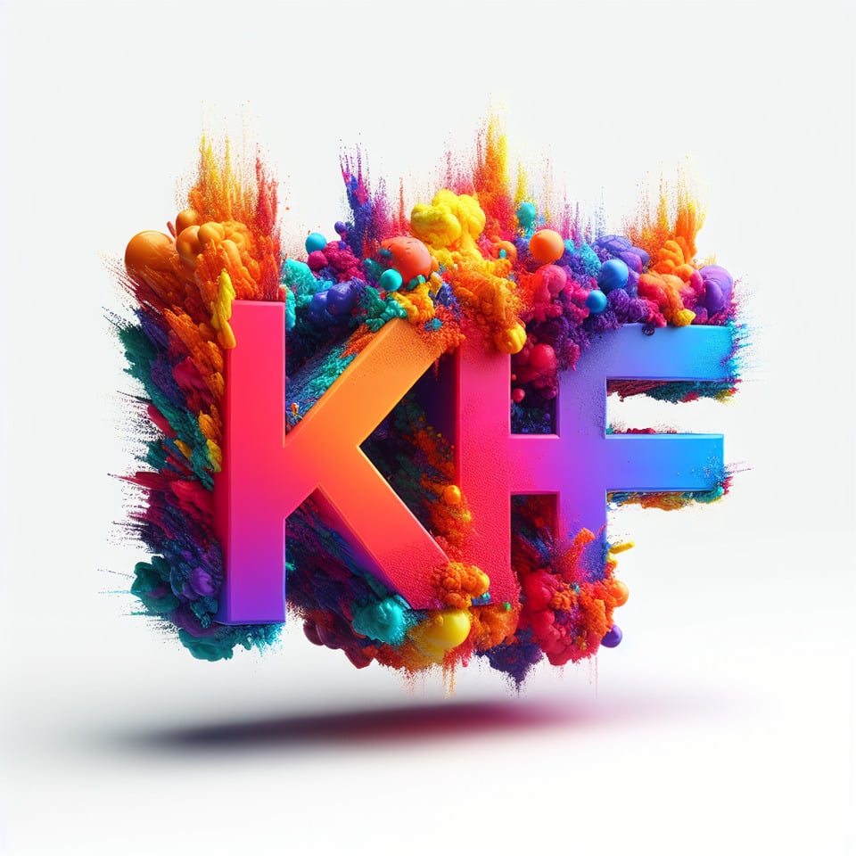 Text KRF colorful splash 3d text on white background text effect image