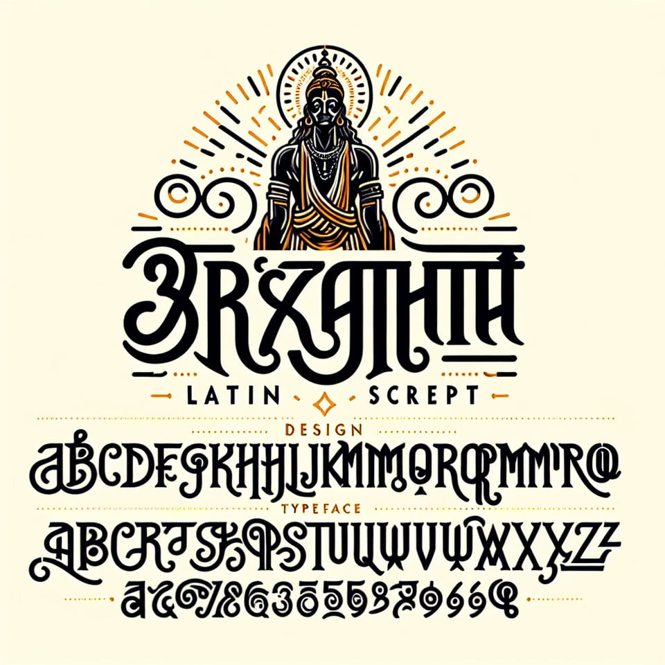 Create a latin font for Śravana Bhakti word  text effect image