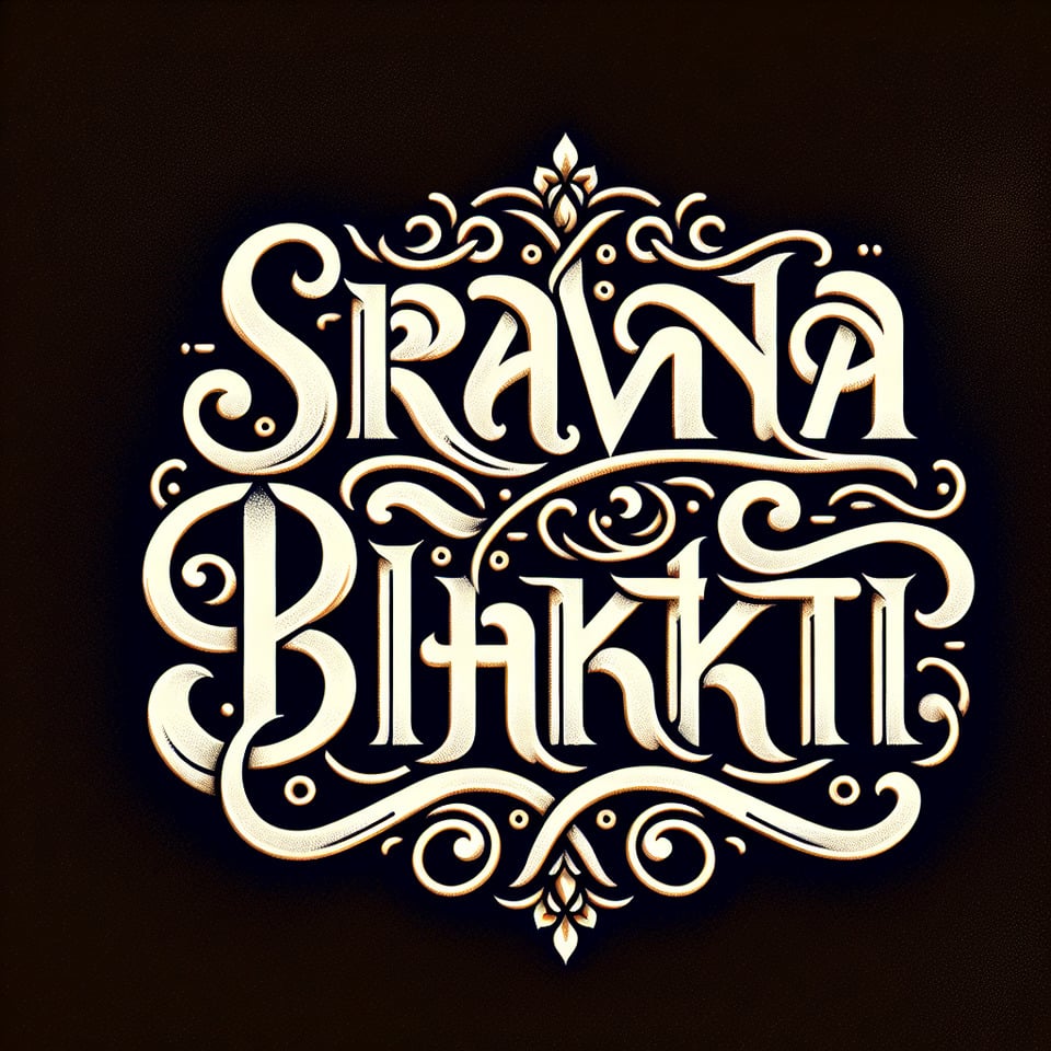 Create a old style font for Sravana Bhakti word text effect image