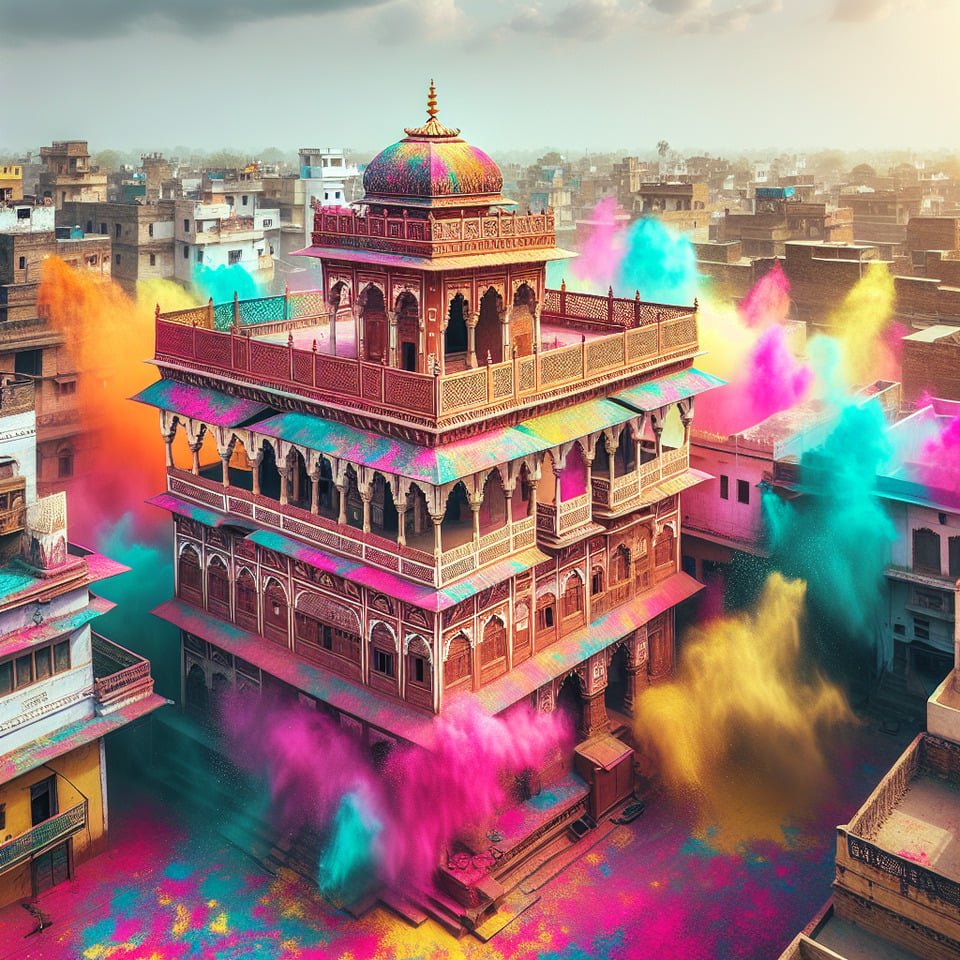 kanha makhan public school vrindavan in holi texture text effect image