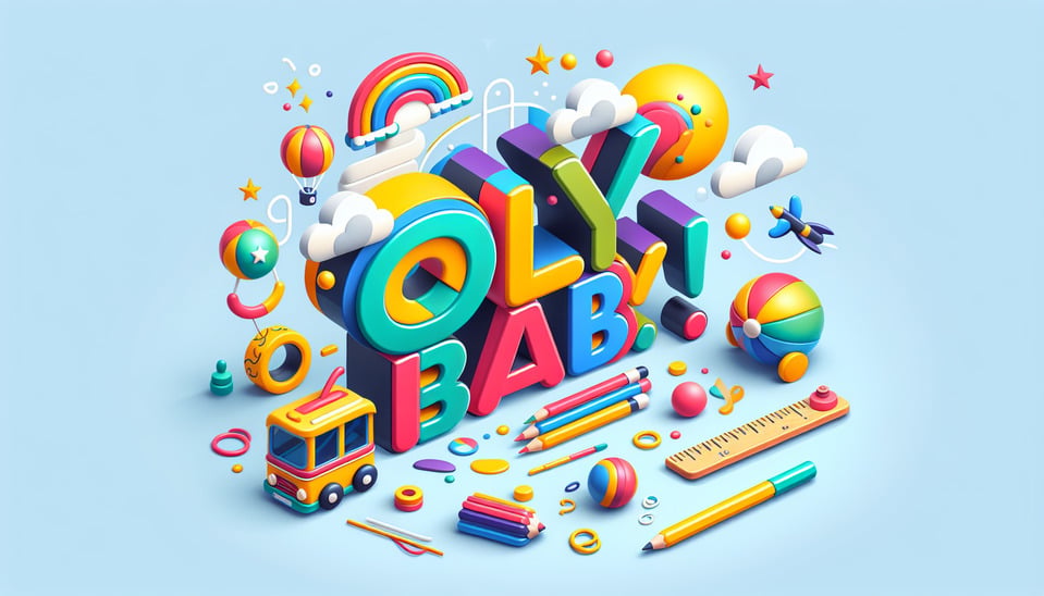 Create 3d text for the following Olly Baby! text effect image