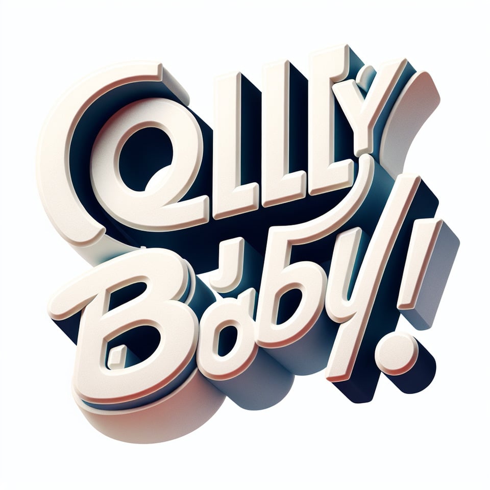 Pixar style text Olly Baby! font,on white background text effect image