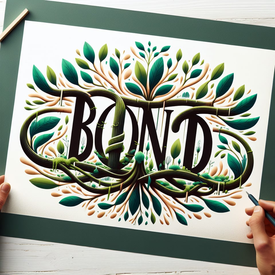 word:BOND which is lose and freeflowing like plant. it is brand name for planttypography text effect image