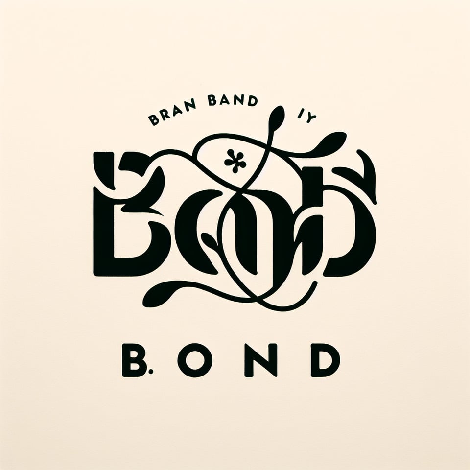 word:BOND which is lose and freeflowing like plant. it is brand name for plant. simple curvy but elegenttypography text effect image