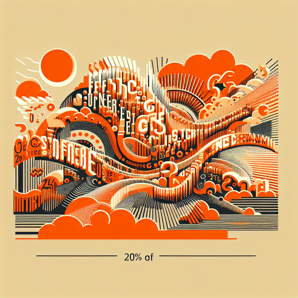 20 % Material text in orange text effect image