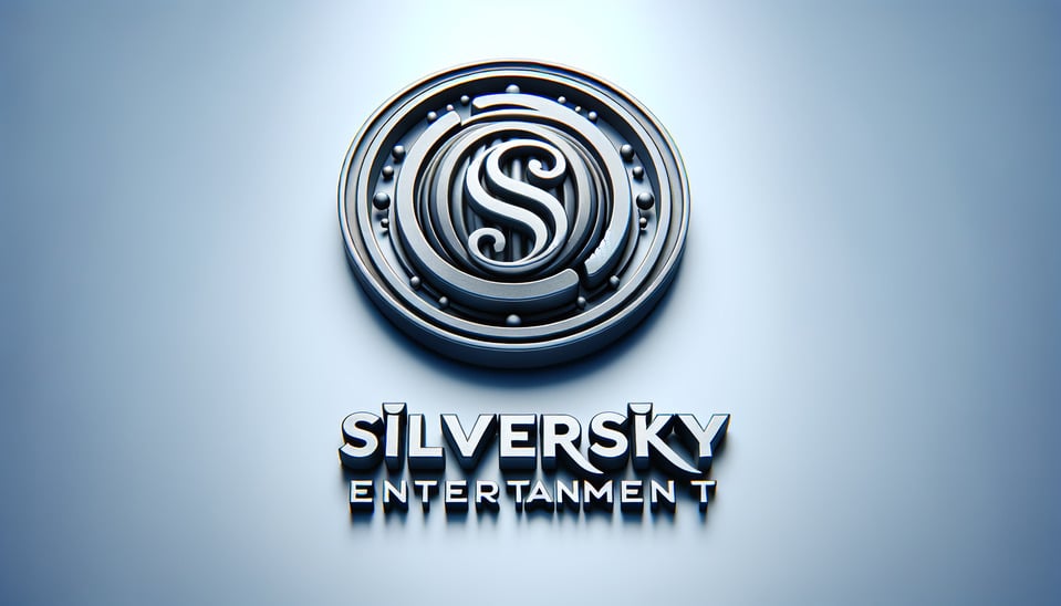CIRCLE WITH LETTER S LOGO DESIGN AND 3D TEXT SILVERSKY ENTERTAINMENT text effect image