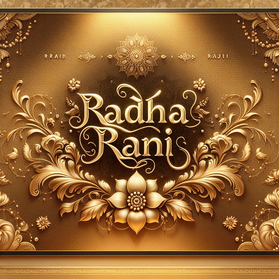 write the name of RADHA RANI with golden background for wallpaper for my 14 inches pc text effect image