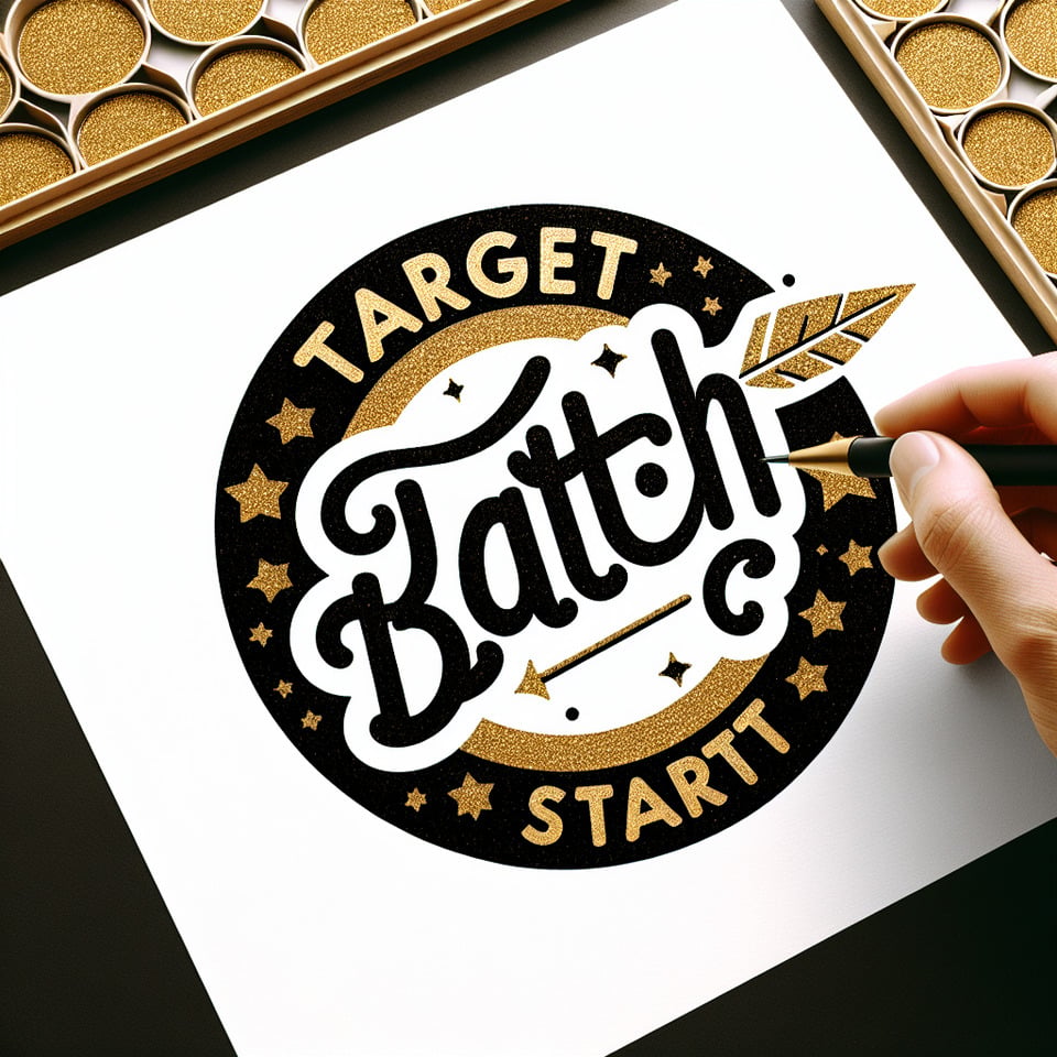 text Target Batch Start  glitter gold text effect  text effect image