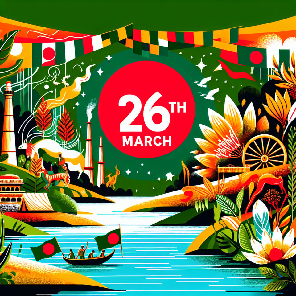 bangladesh independent day 26th march social media post designe text effect image