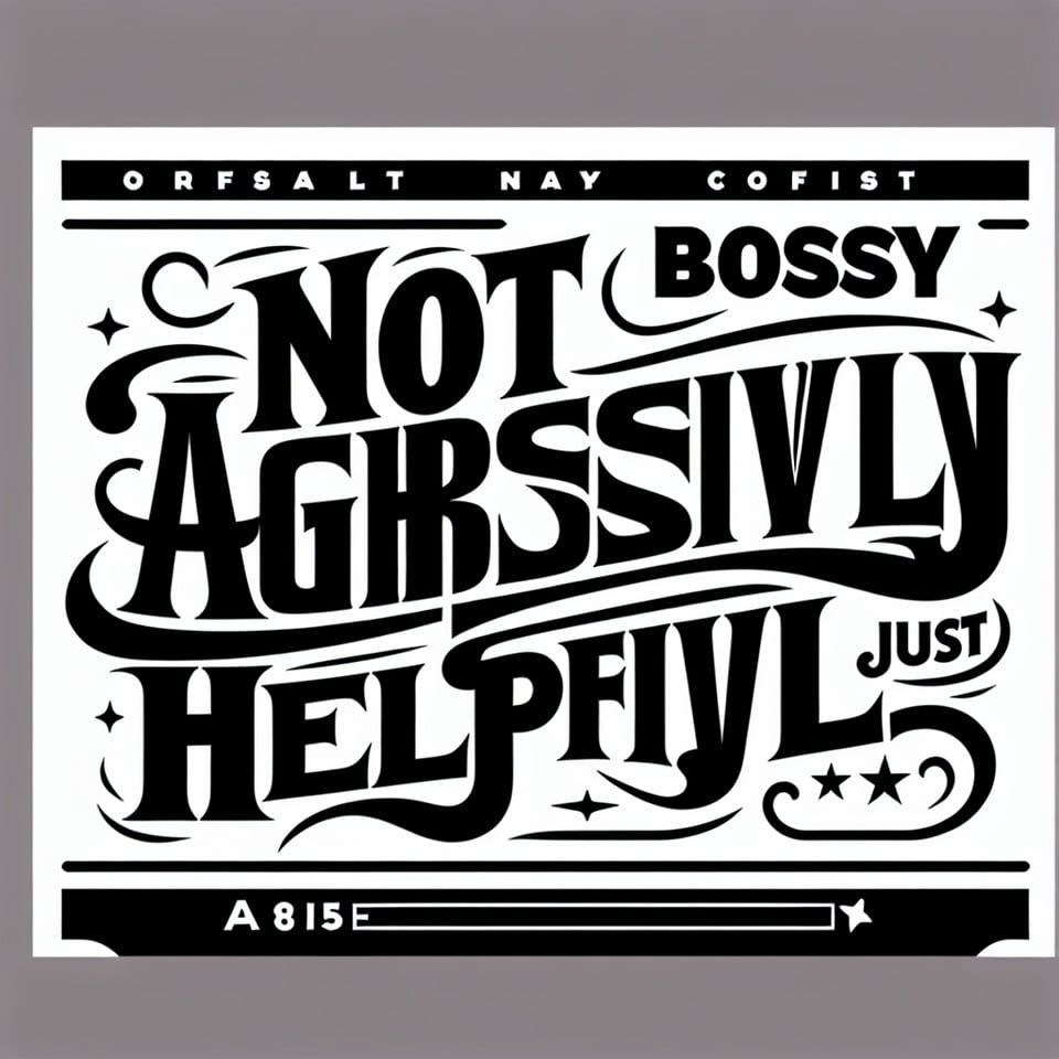 textNot Bossy Just Aggressively Helpful without background text effect image