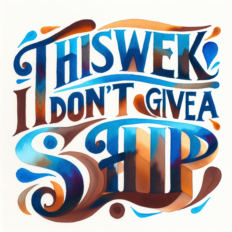 text This Week I Don't Give A Ship beautiful watercolor lettering on white background text effect image