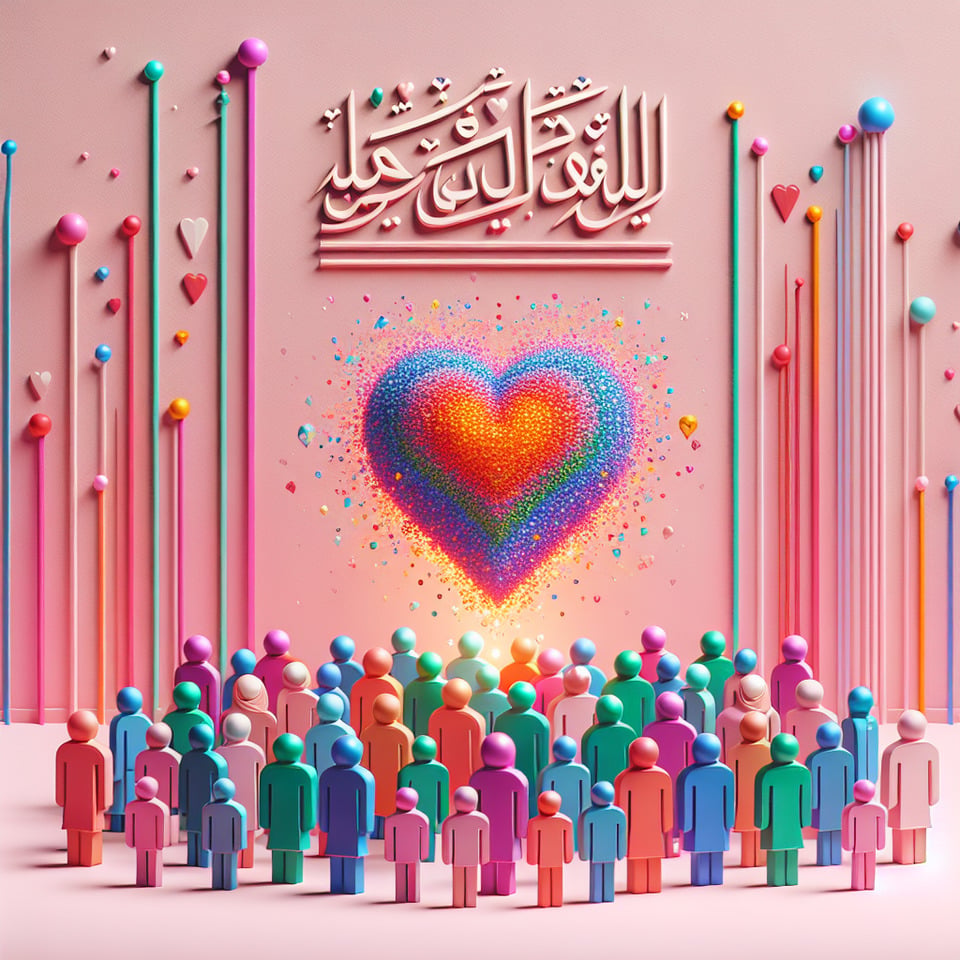 Name KHADIZA AJazul   written on the backgroundsmall colorful touches of 3D men & women and with colorful HEart and pink text effect image