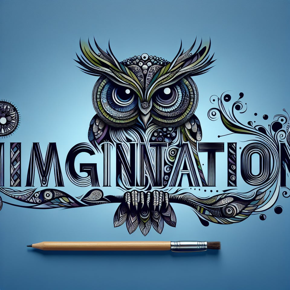 imagination word as owl style text effect image