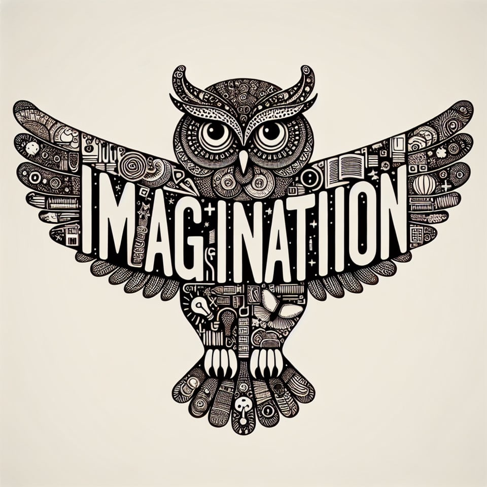 imagination word as owl style text effect image