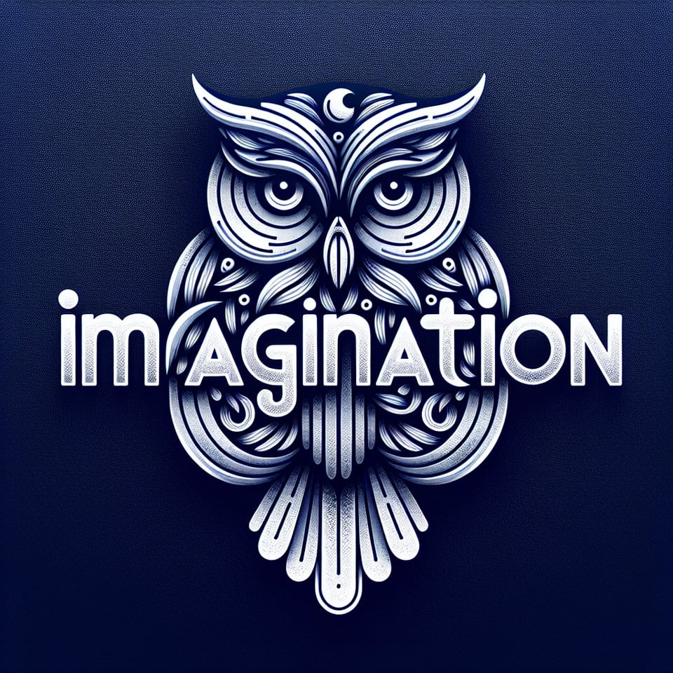 imagination word as owl style logo text effect image