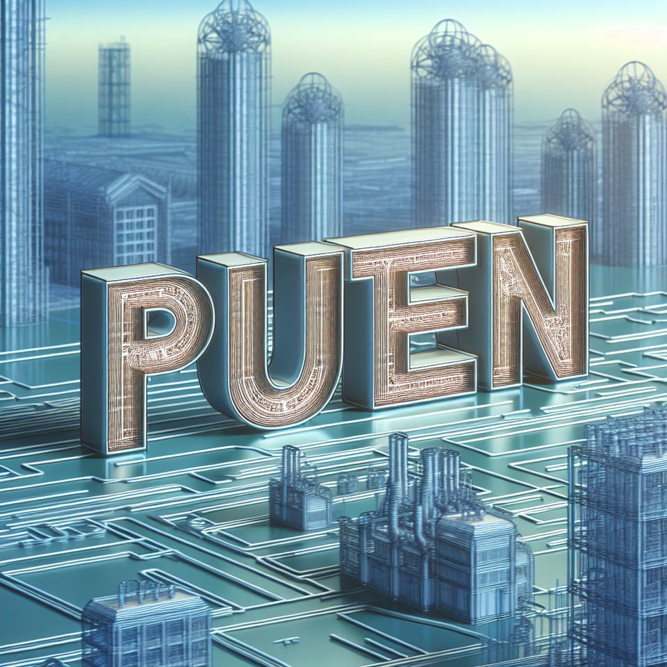 「普騰」淡藍色 2d 文字和建築背景 text effect image