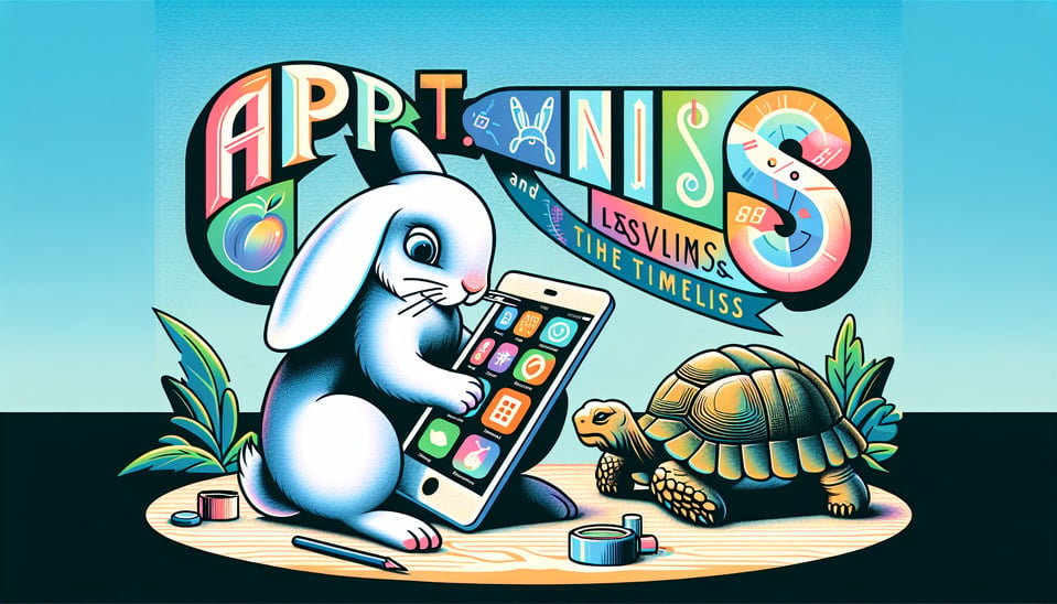 The App-Loving Rabbit and the Timeless Tortoise typography text effect image