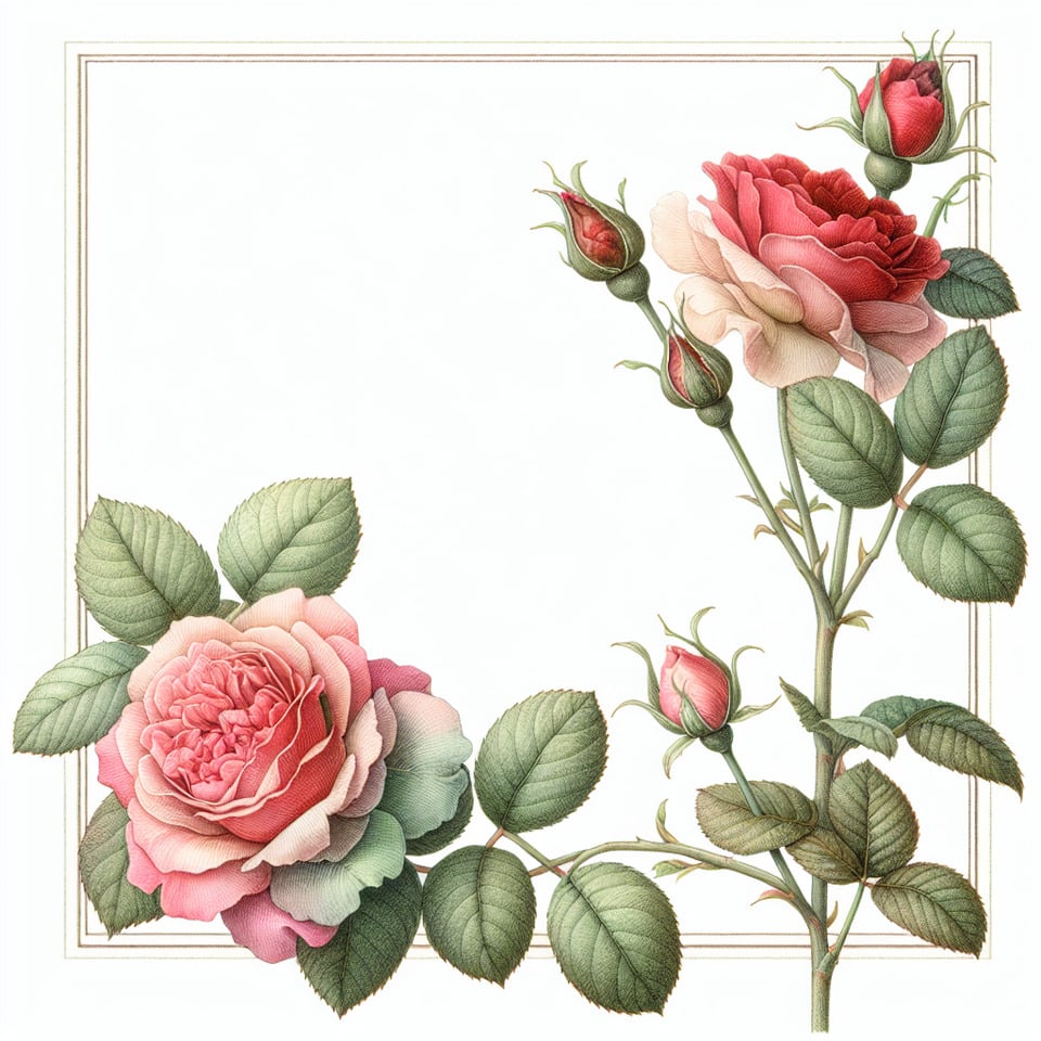 Rose Flower Watercolor Cornerillustration text effect image
