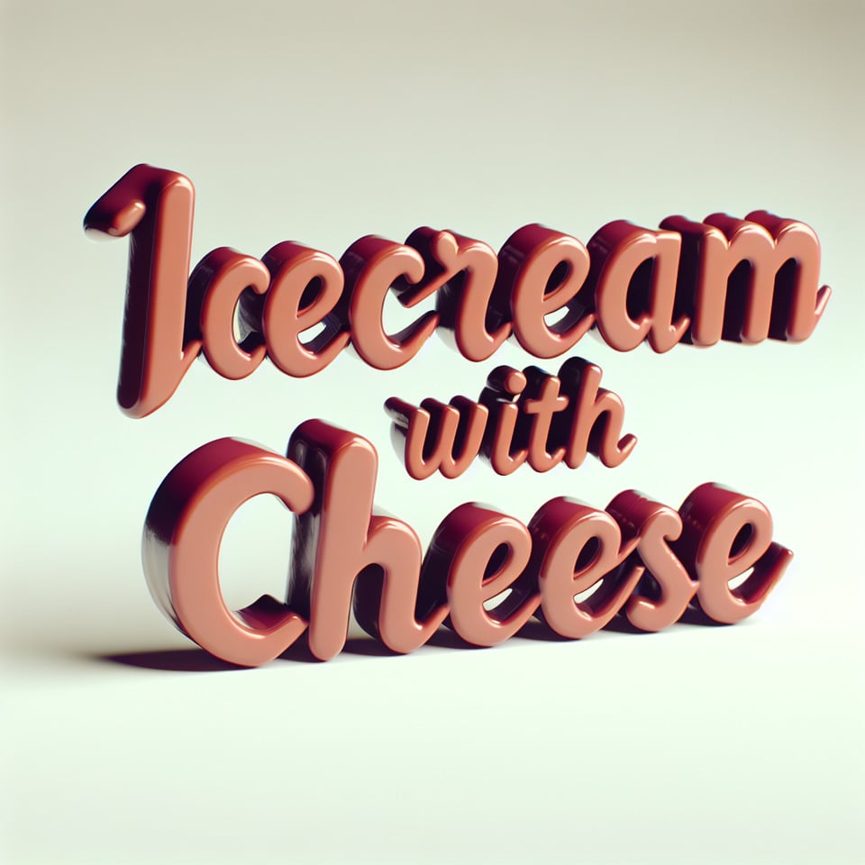 ICECREAM WITH CHEESE this text should look cheesy and 3d color should be choclate maroon text effect image