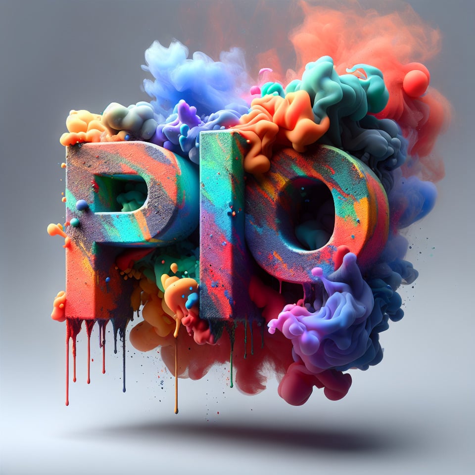Text PRO colourful splash 3d text and smoky transparent backgroundRealistic detailed view. text effect image