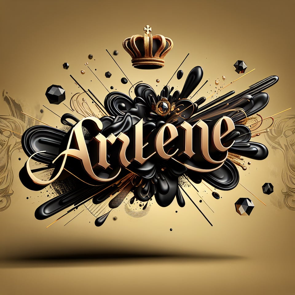 Text Arleneblack splash 3d text and gold backgroundqueendiamond text effect image