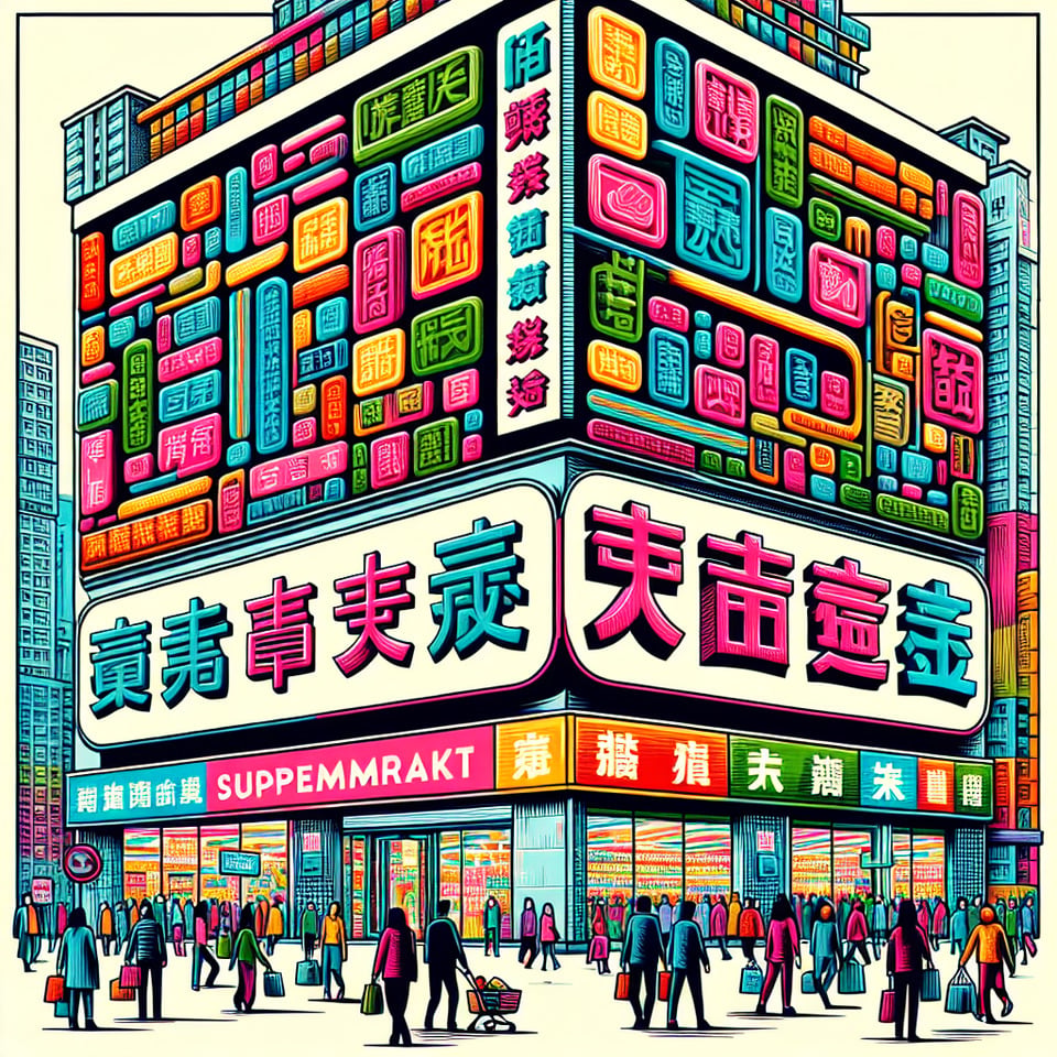 香港超市 彩色商標illustration text effect image