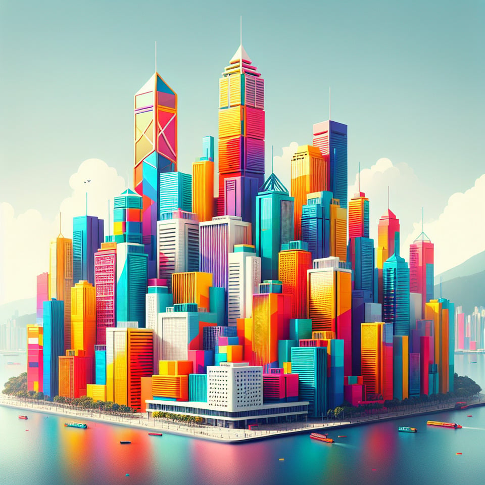 香港總部 彩色商標 白色背景illustration text effect image