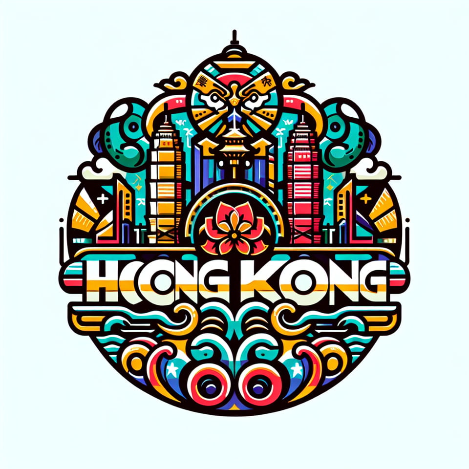 香港服裝 彩色商標 白色背景illustration text effect image