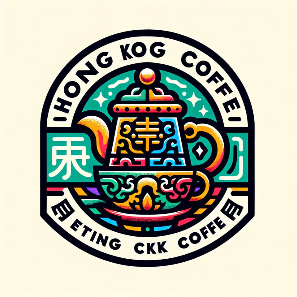 香港咖啡 彩色商標 白色背景illustration text effect image