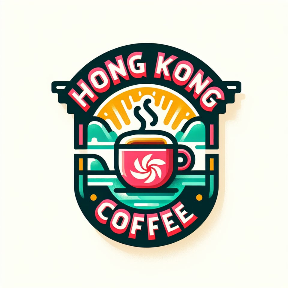 香港咖啡 彩色商標 白色背景illustration text effect image