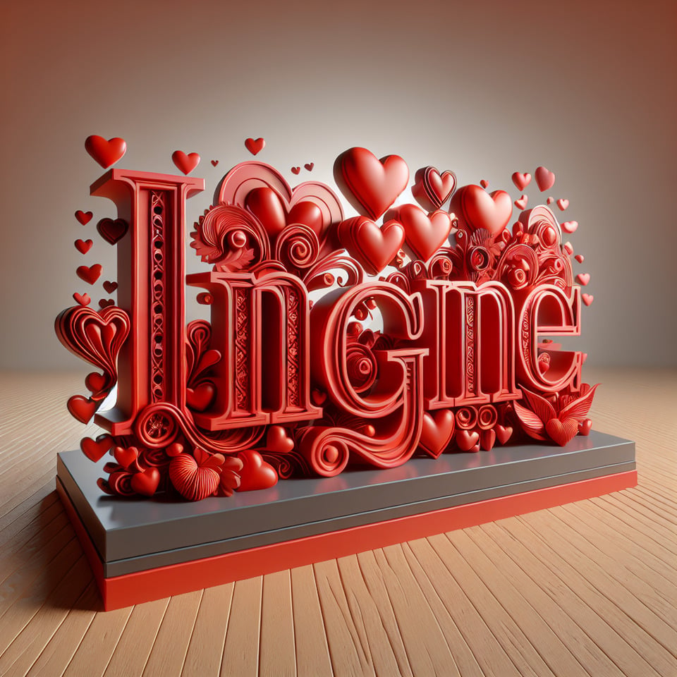 in red 3d font with hearts text effect image