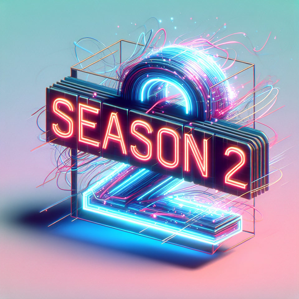 Text Season 2 cyberpunk stylethree-dimensionalNeon effectfluid within textlight background text effect image