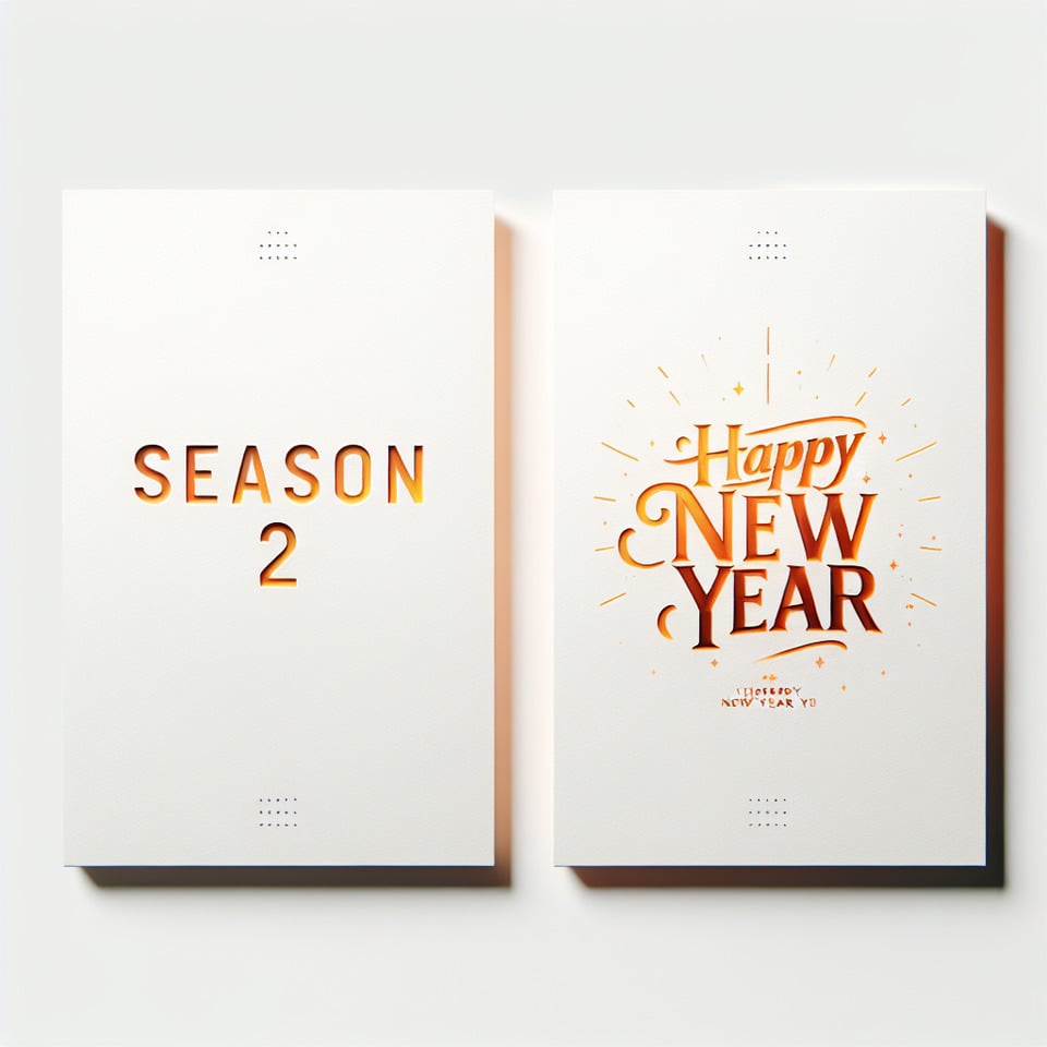 text Season 2 and happy new year orange text effect on white background text effect image
