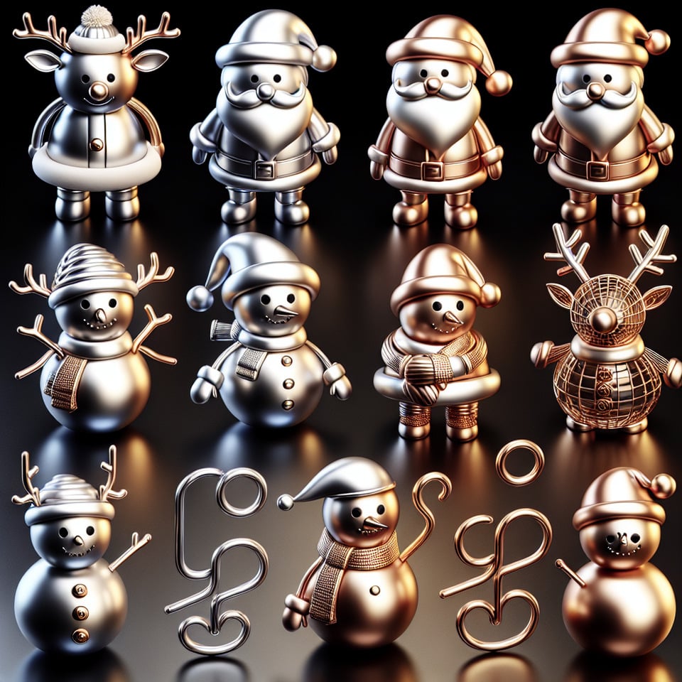 Chrismas three-dimensional characters 3d metallic color text effect image