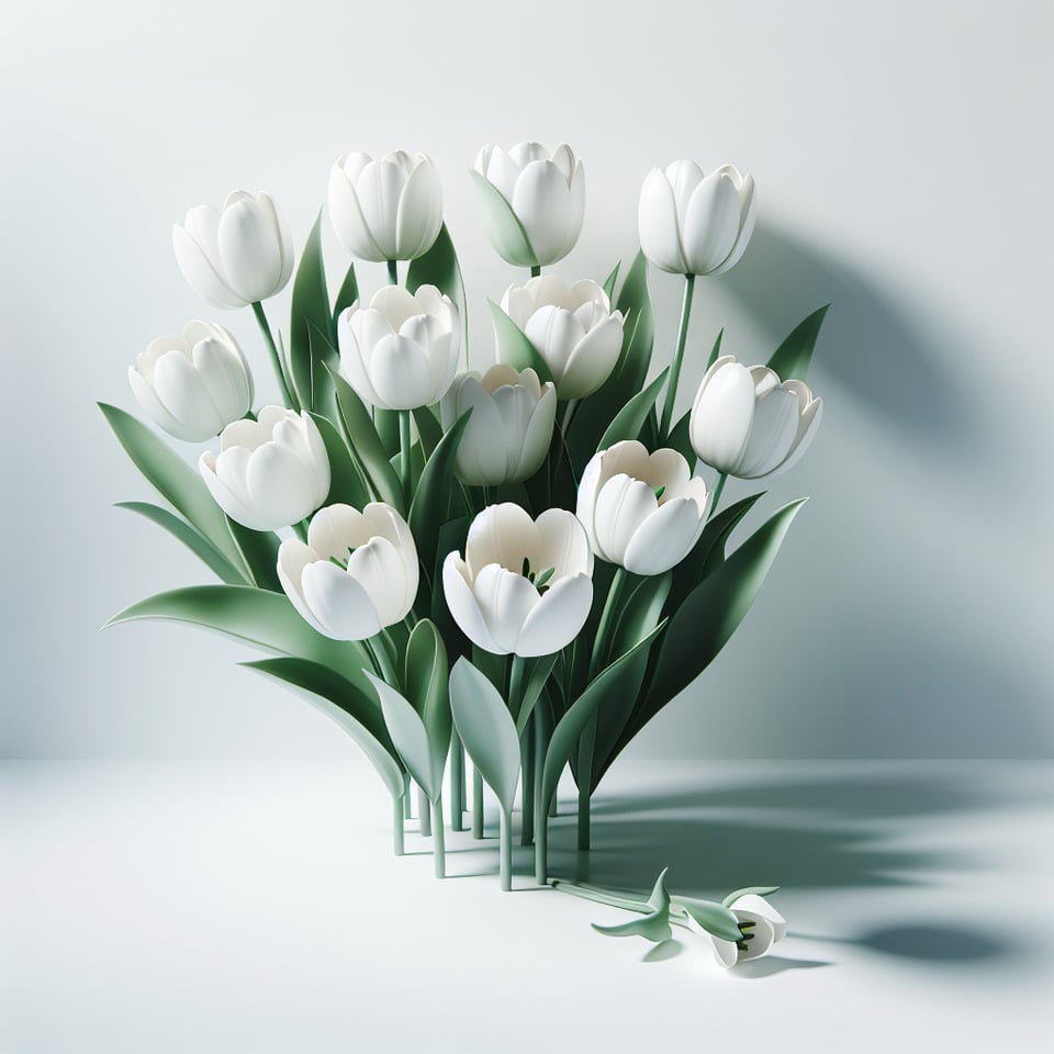 white tulips white background text effect image