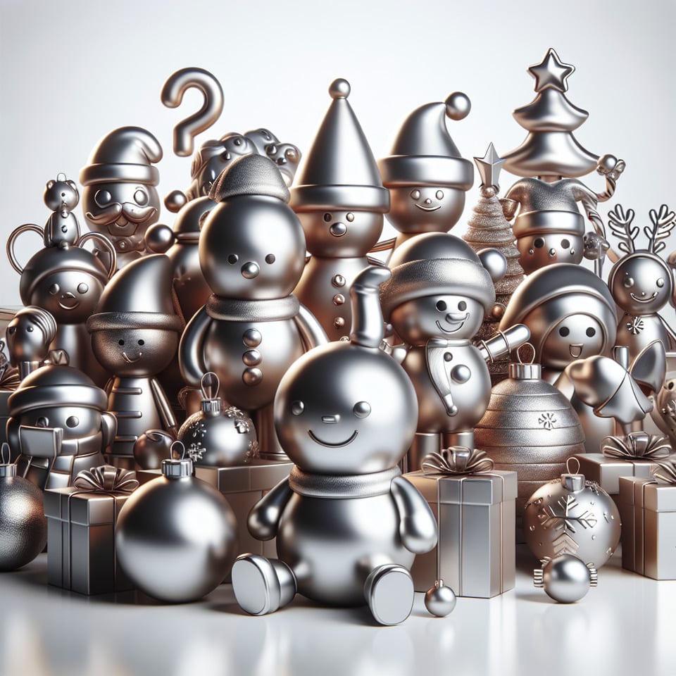 Christmas three-dimensional characters 3d metallic color white background text effect image