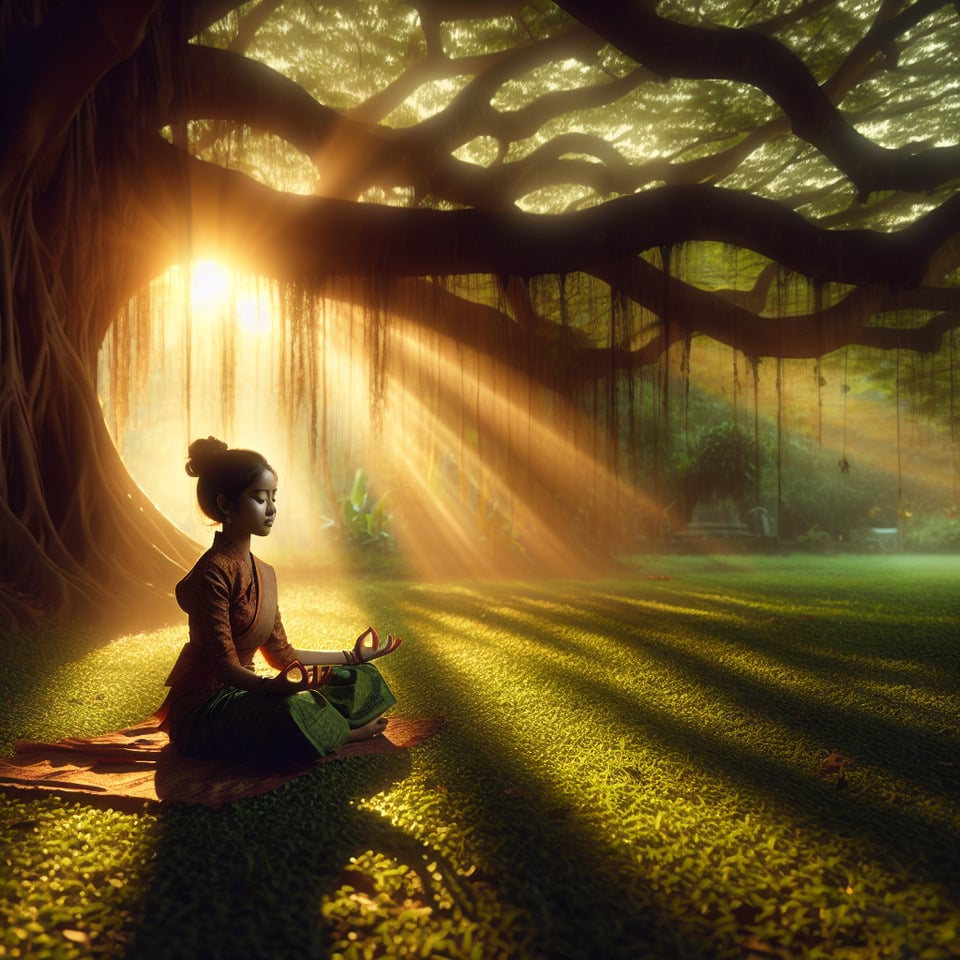 indian girl spiritual mediation text effect image