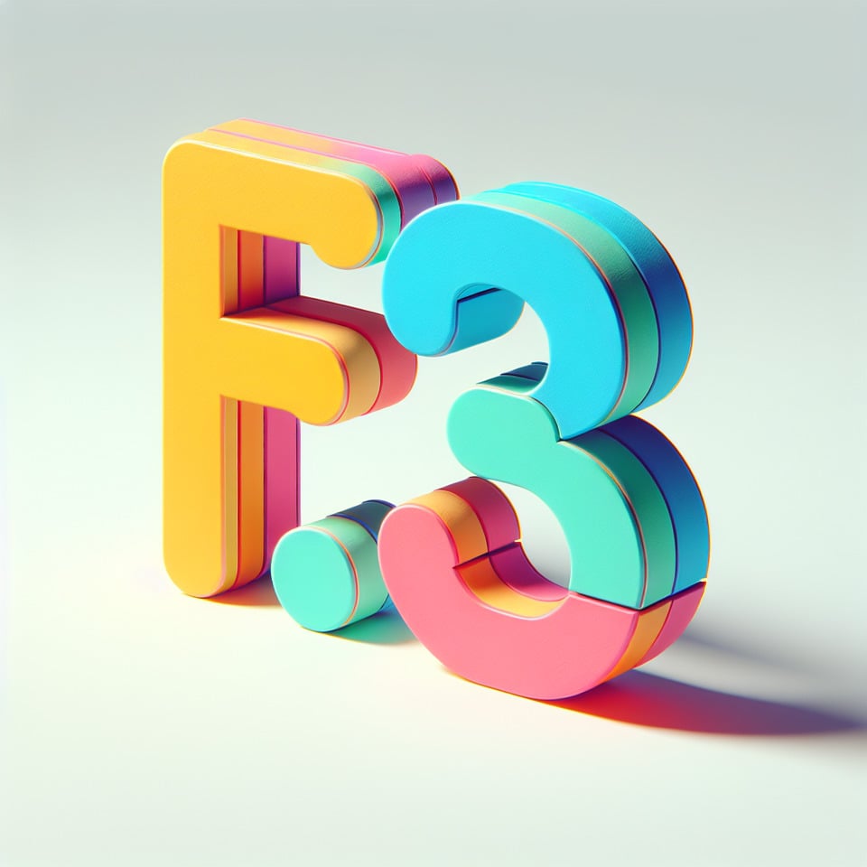 Pixar style text F3 font,on white background text effect image