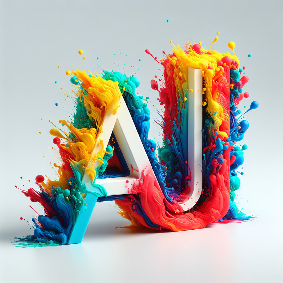 Text A.U.I colorful splash 3d text on white background text effect image