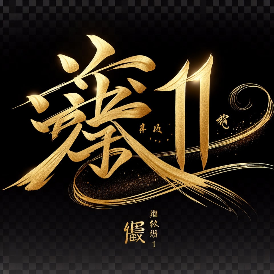 text 崇德11 in golden calligraphy with a transparent background text effect image