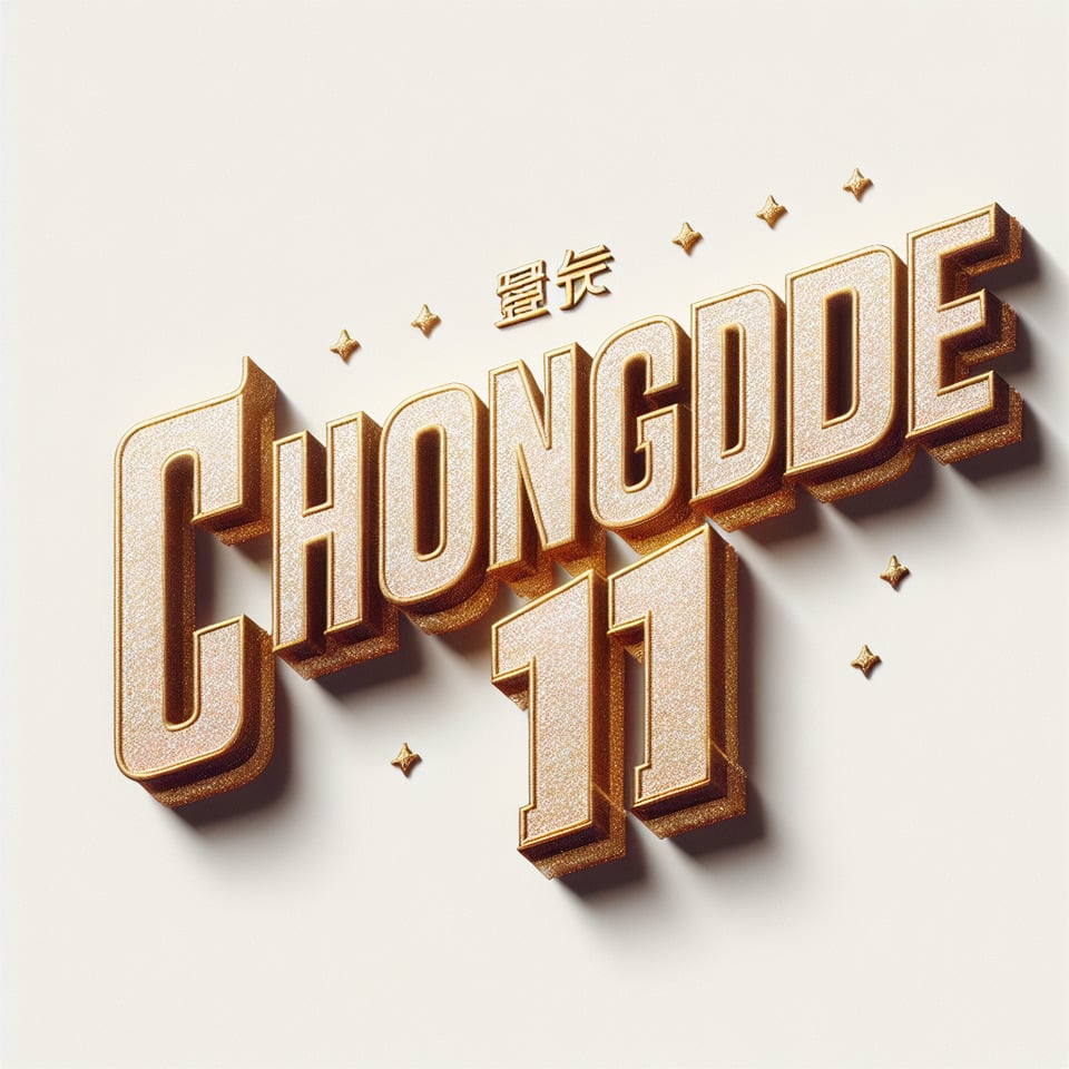 text Chongde 11 glitter gold text effect on white background text effect image