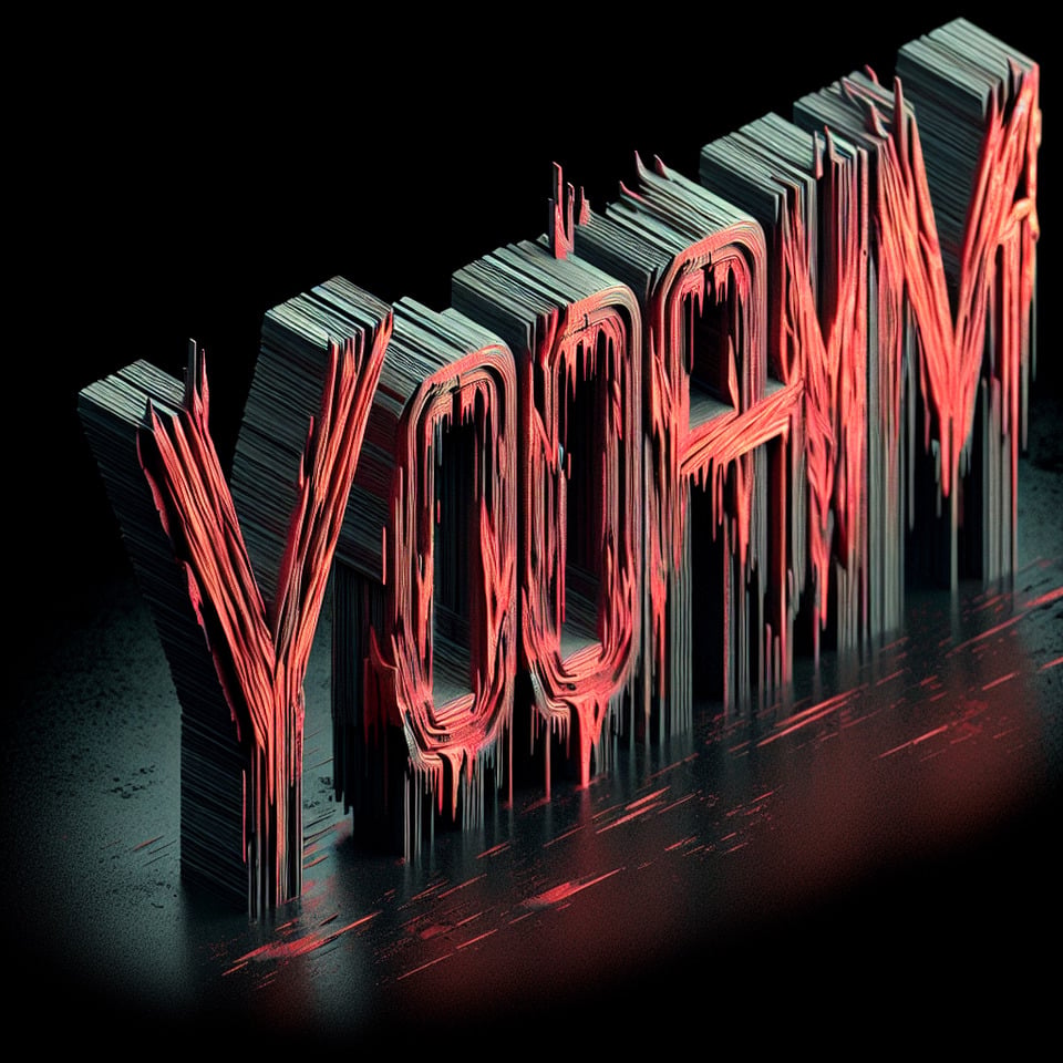 VYOOOHAM text written in horror terrifying way3d render text effect image