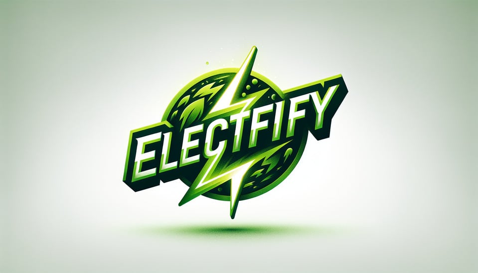 a 3d text logo describing 'ELECTRIFY' in a green theme text effect image