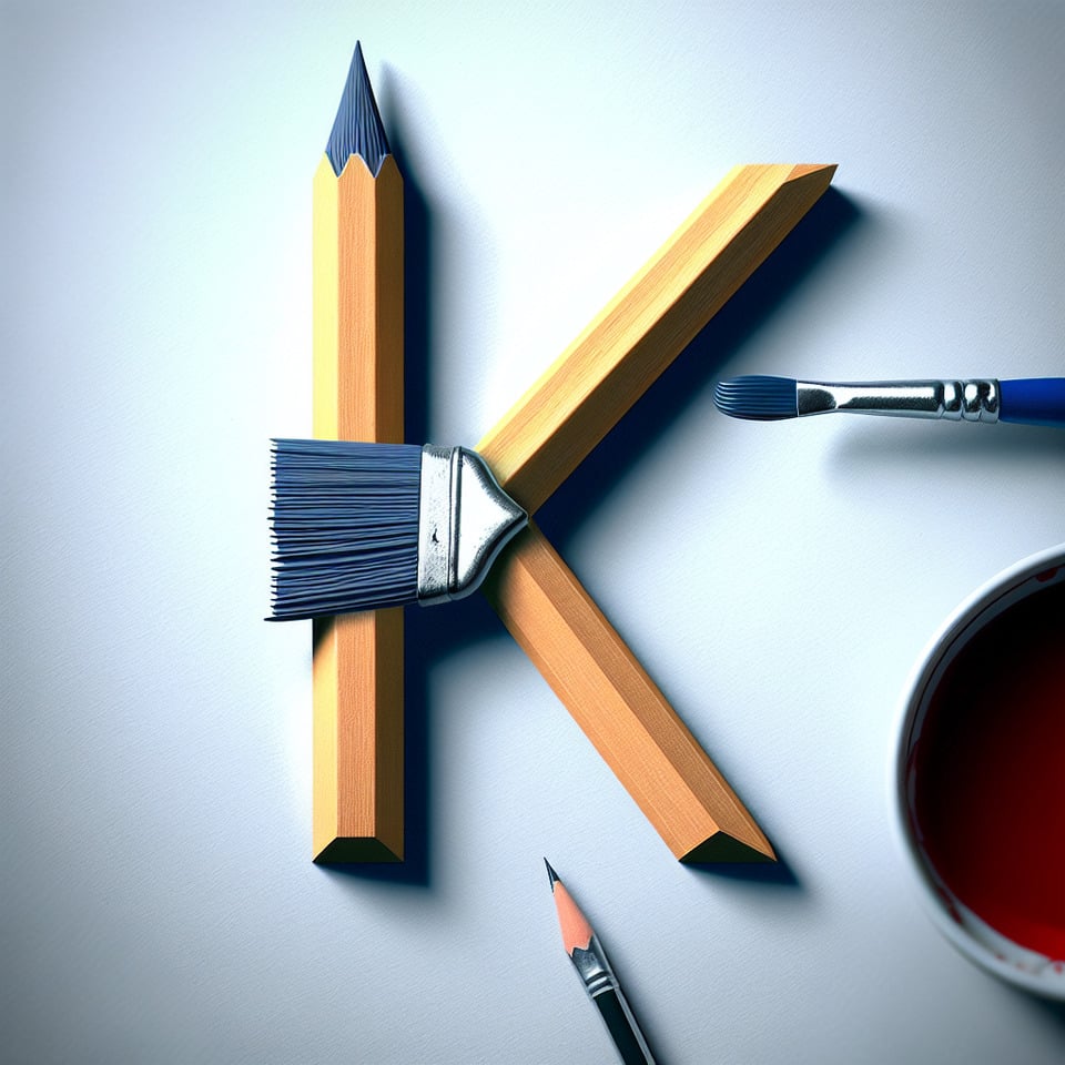design letter K with brush and pencil text effect image