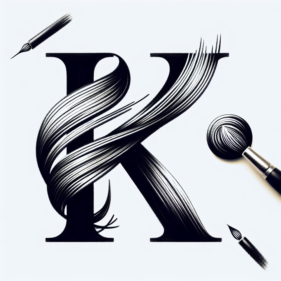 brush pencil design K text effect image