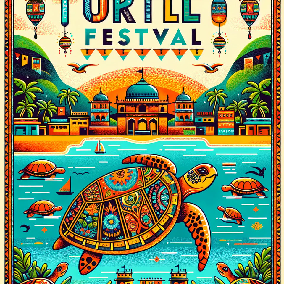 make a posterTURTLE FESTIVAL in kokan maharashtraIndia .. text effect image