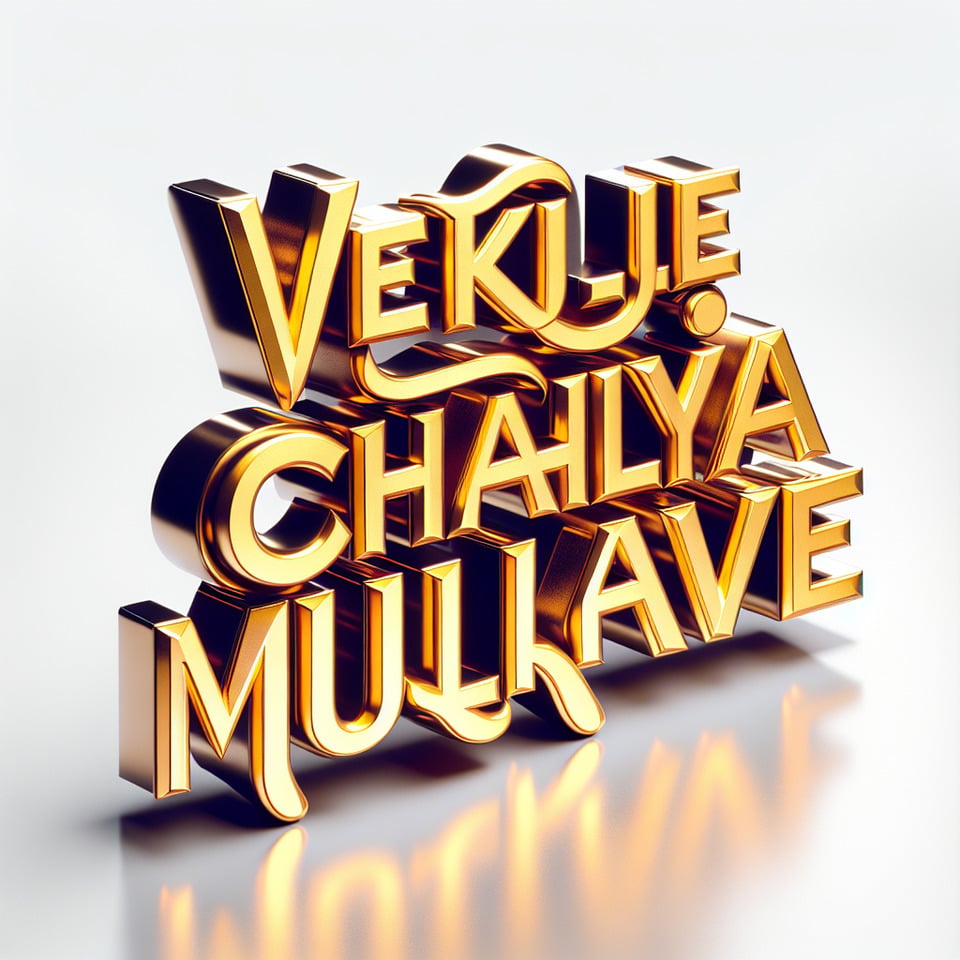 text Ve Koi Le Chalya Muklave golden shiny 3d text effect on white background text effect image