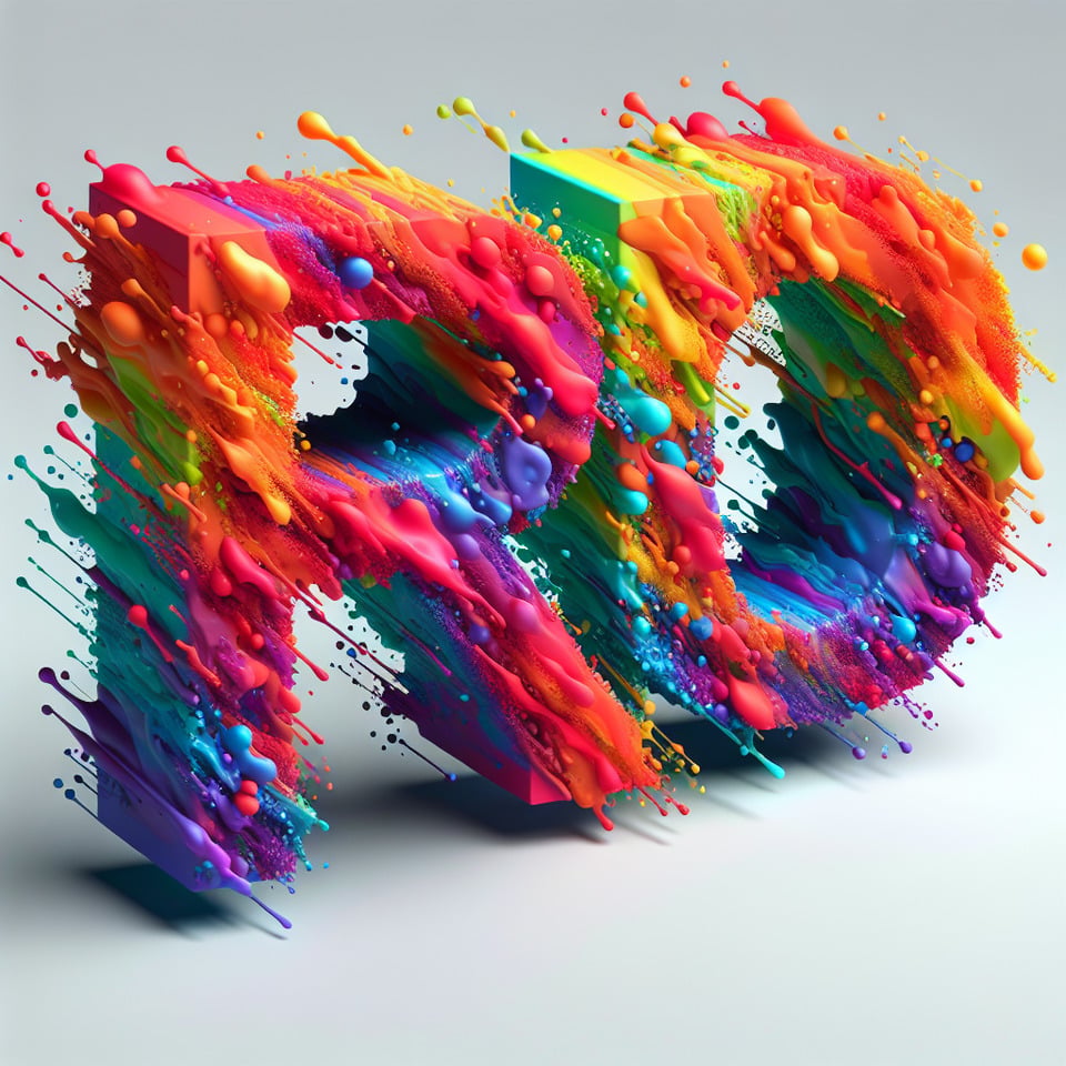 Text P.R.O colorful splash 3d text on white background text effect image