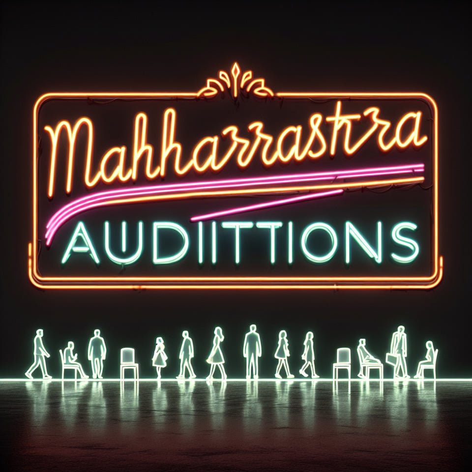 text  MAHARASHTRA AUDITIONS  neon glowing line text effect on white background text effect image